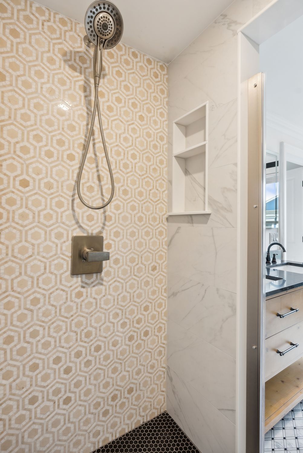 Tiled shower, Residence One